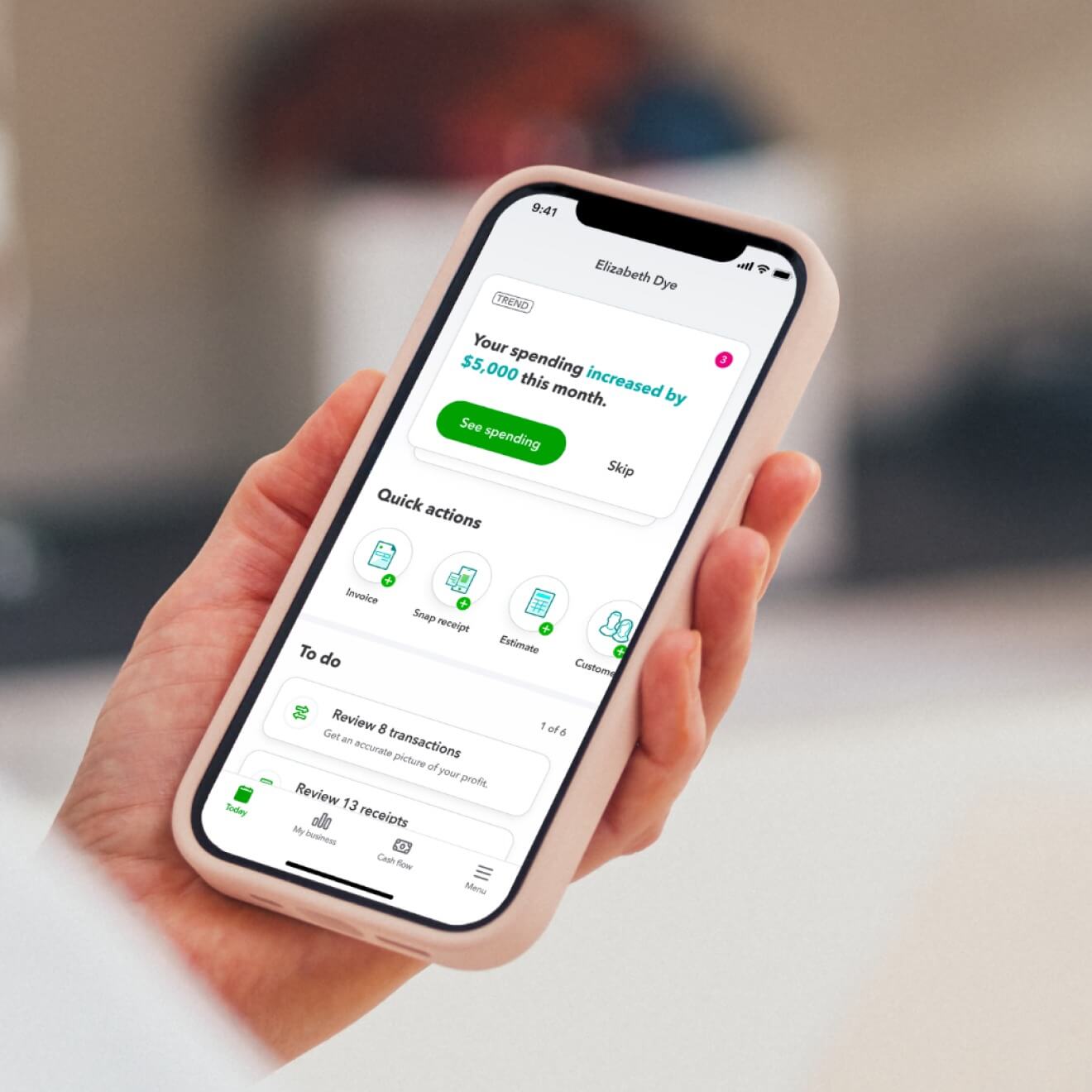 Use QuickBooks mobile app to view insights and quick actions