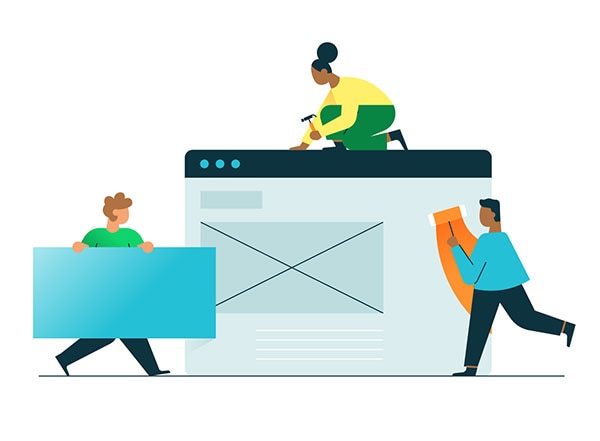illustration of people building a website