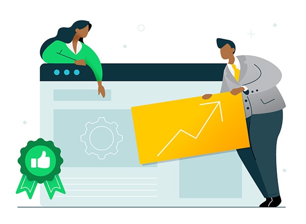 two businesspeople making their website better