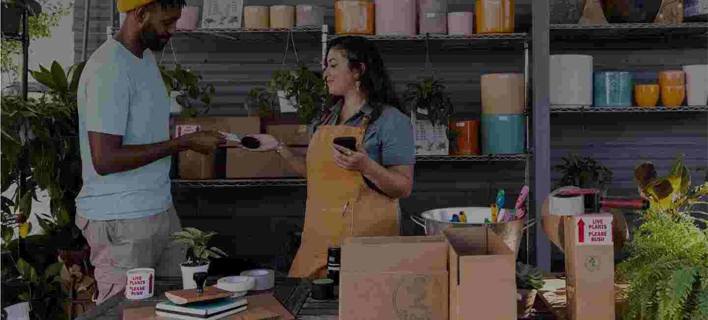 Industry Retail Hero Business Woman group Man Phone transaction Plant