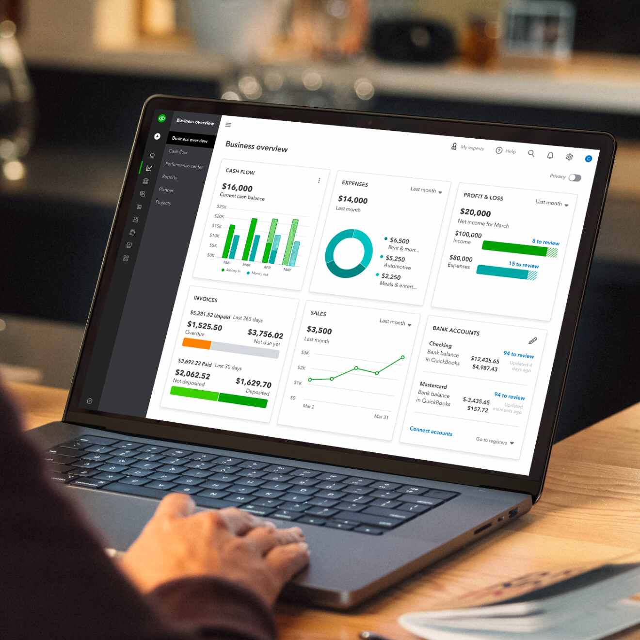 Use QuickBooks to view your business overview and stay on top of your business financials