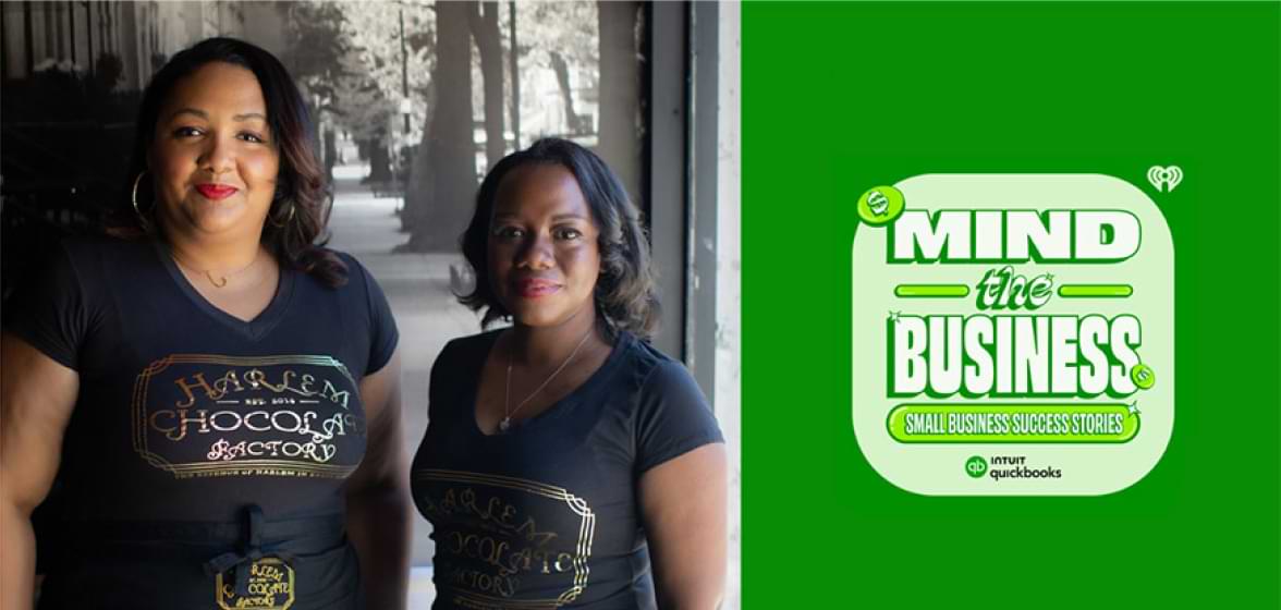 Founder of Harlem Chocolate Factory Jessica Spaulding and her coworker smiling.