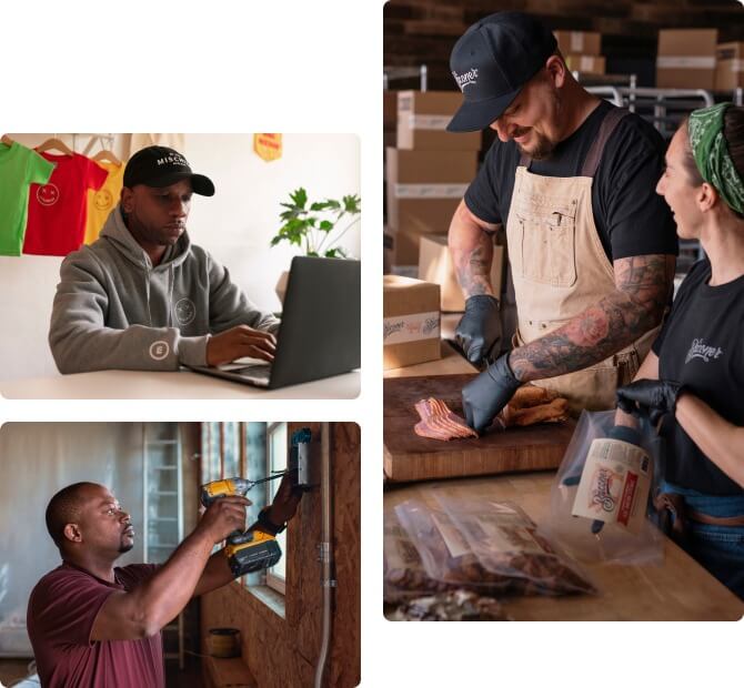business owners working on various projects