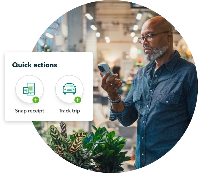 Mobile quick actions snap receipts and track mileage