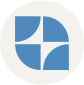 A close up of a blue and white logo.