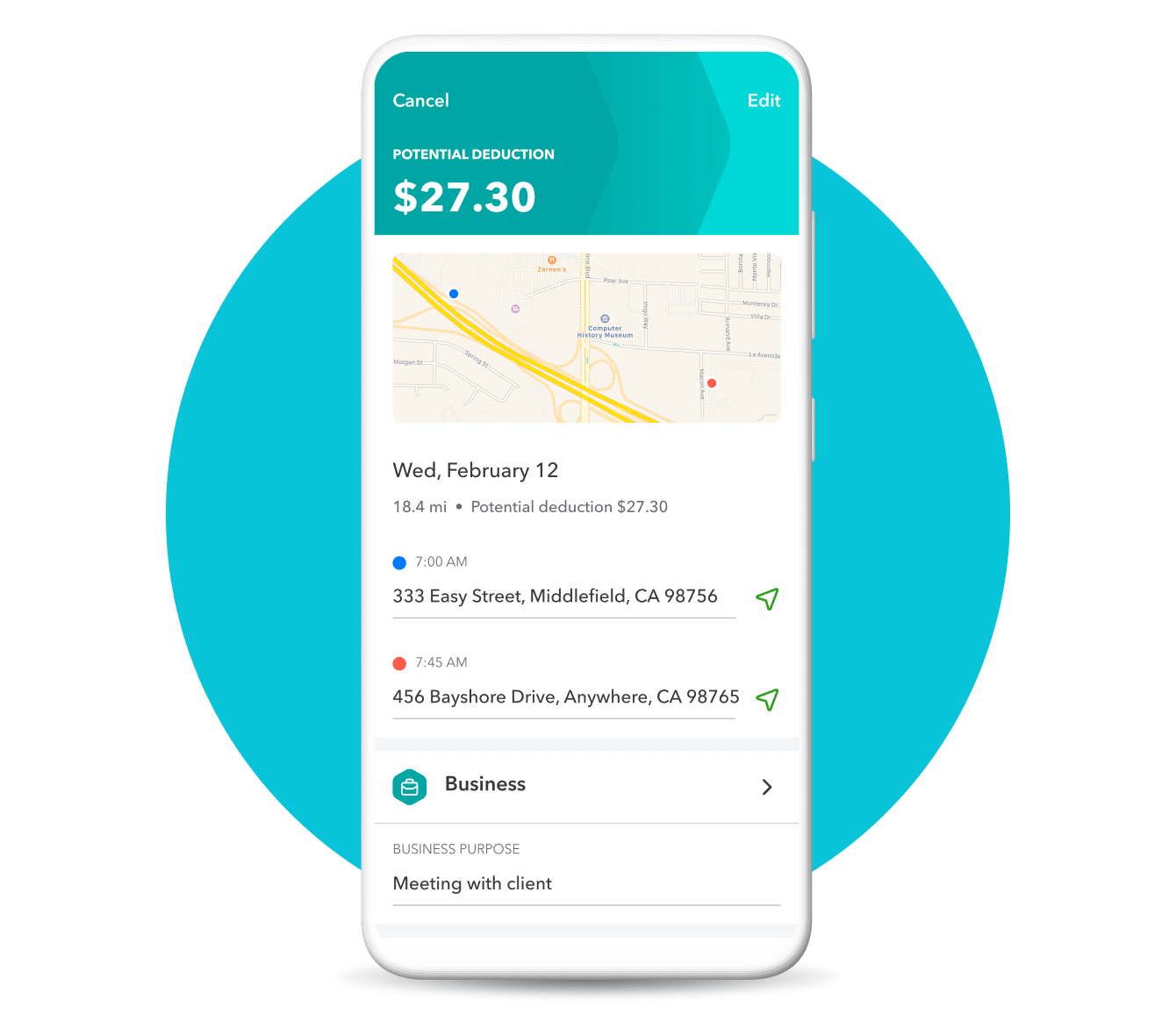 Self Employed mobile potential tax deduction from tracking mileage