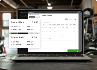 Image of QuickBooks time tracking product interface.